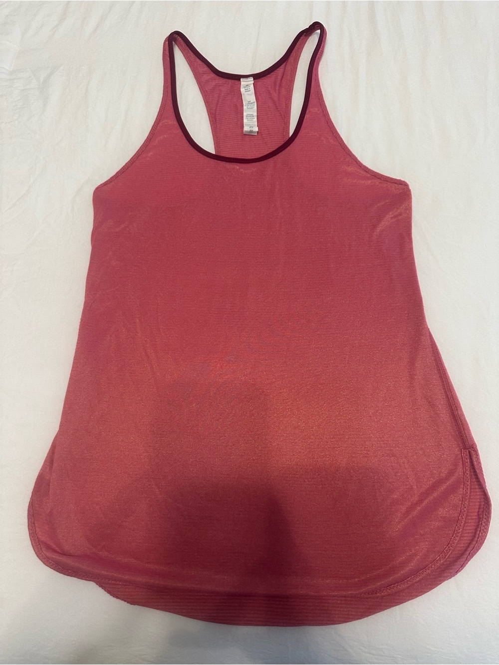Lululemon Racerback Tank Top Size 4 Coral Pink Burgundy Trim